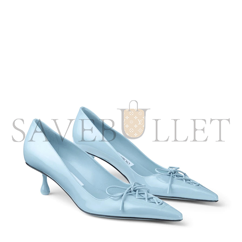 JIMMY CHOO SCARLETT 50 DUSTY BLUE PATENT LEATHER PUMPS SCARLETT50PAT JIMMY CHOO SCARLETT 50 DUSTY BLUE PATENT LEATHER PUMPS SCARLETT50PAT